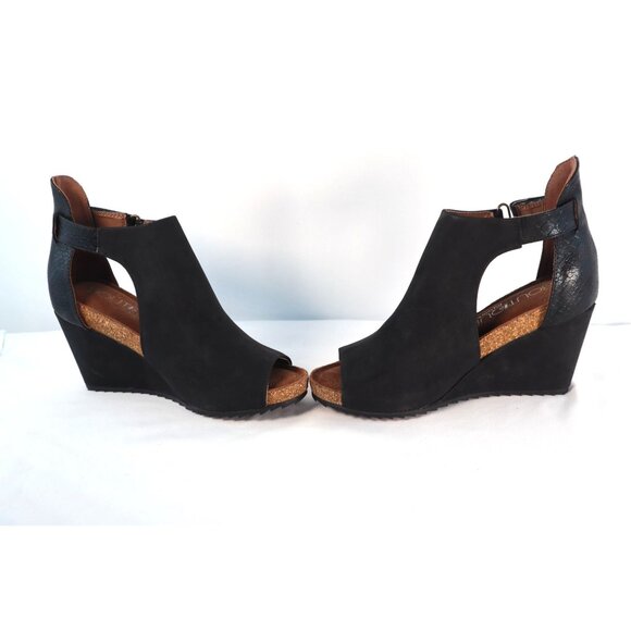 Corkys Boutique Sunburst Open-Toe Wedge Sandals Black‎ Size 6 - Picture 5 of 10